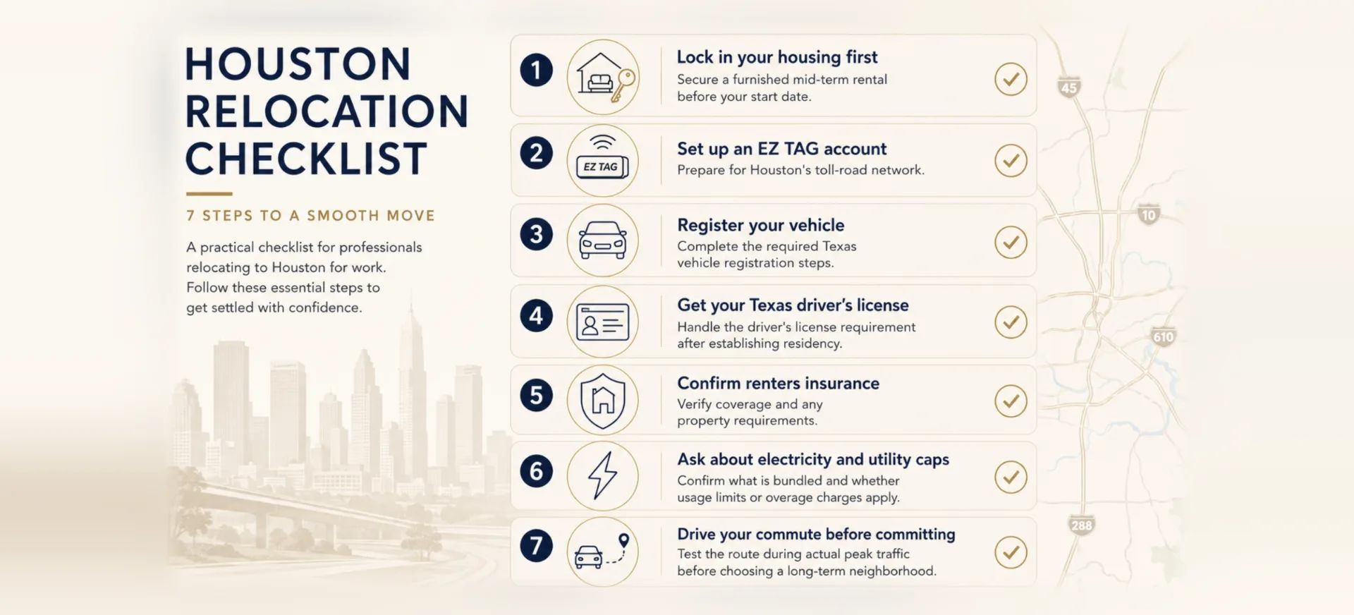 Moving to Houston Checklist: Your First 90 Days | Sandpiper